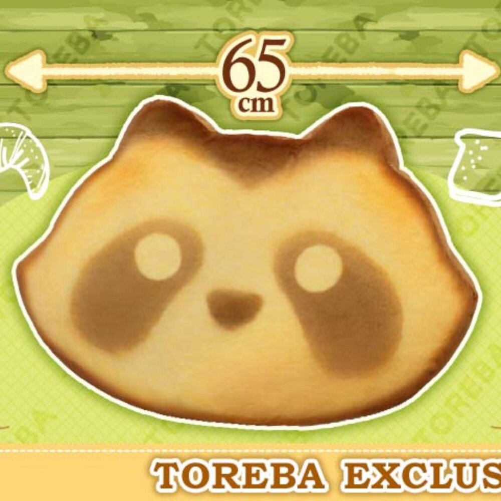 New Soft Raccoon Shaped Bread Cushion Toreba Exclusive Japan 65cm
